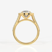 Round Cut Lab Grown Diamond Halo Engagement 14k Gold Ring