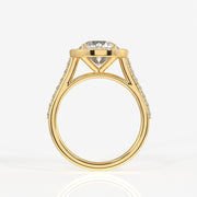 Round Cut Moissanite Diamond Halo Engagement Sterling Silver Ring