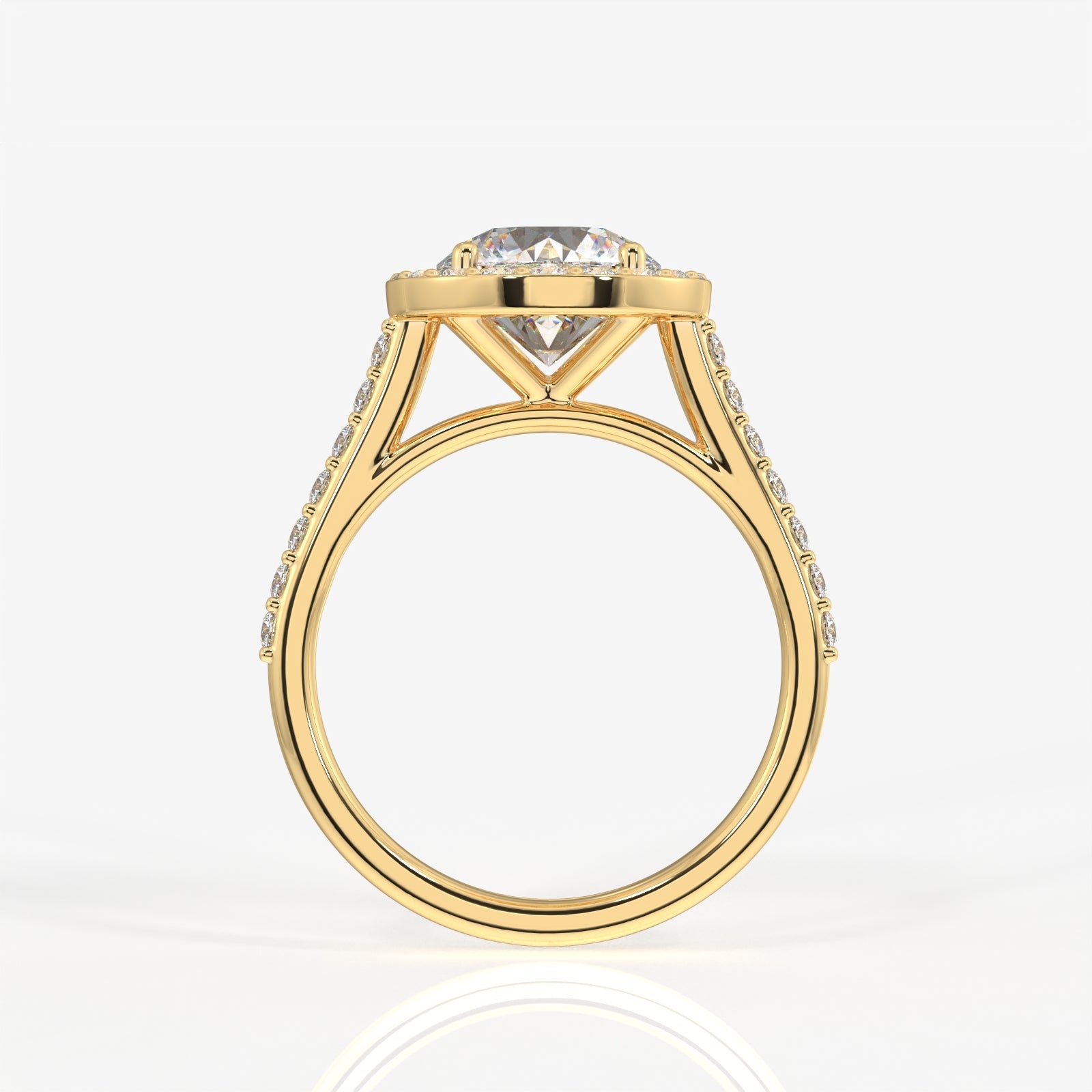 Round Cut Moissanite Diamond Halo Engagement Sterling Silver Ring