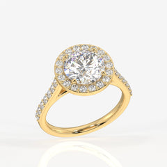 Round Cut Moissanite Diamond Halo Engagement Sterling Silver Ring