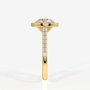 Round Cut Lab Grown Diamond Halo Engagement 14k Gold Ring