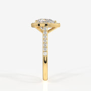 Heart Cut Moissanite Diamond Halo Engagement 18K Gold Ring