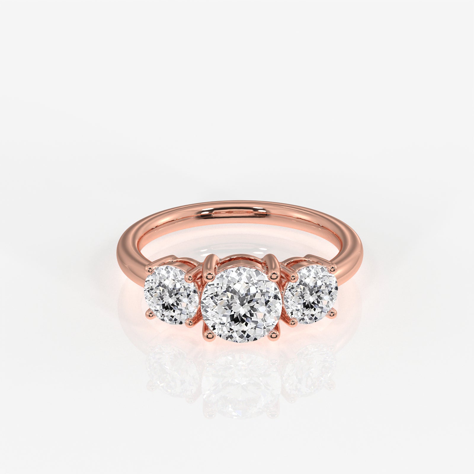 Portuguese Cut Lab Grown Diamond Trilogy 9K Gold Ring