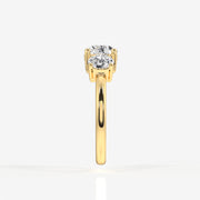 Portuguese Cut Lab Grown Diamond Trilogy 9K Gold Ring