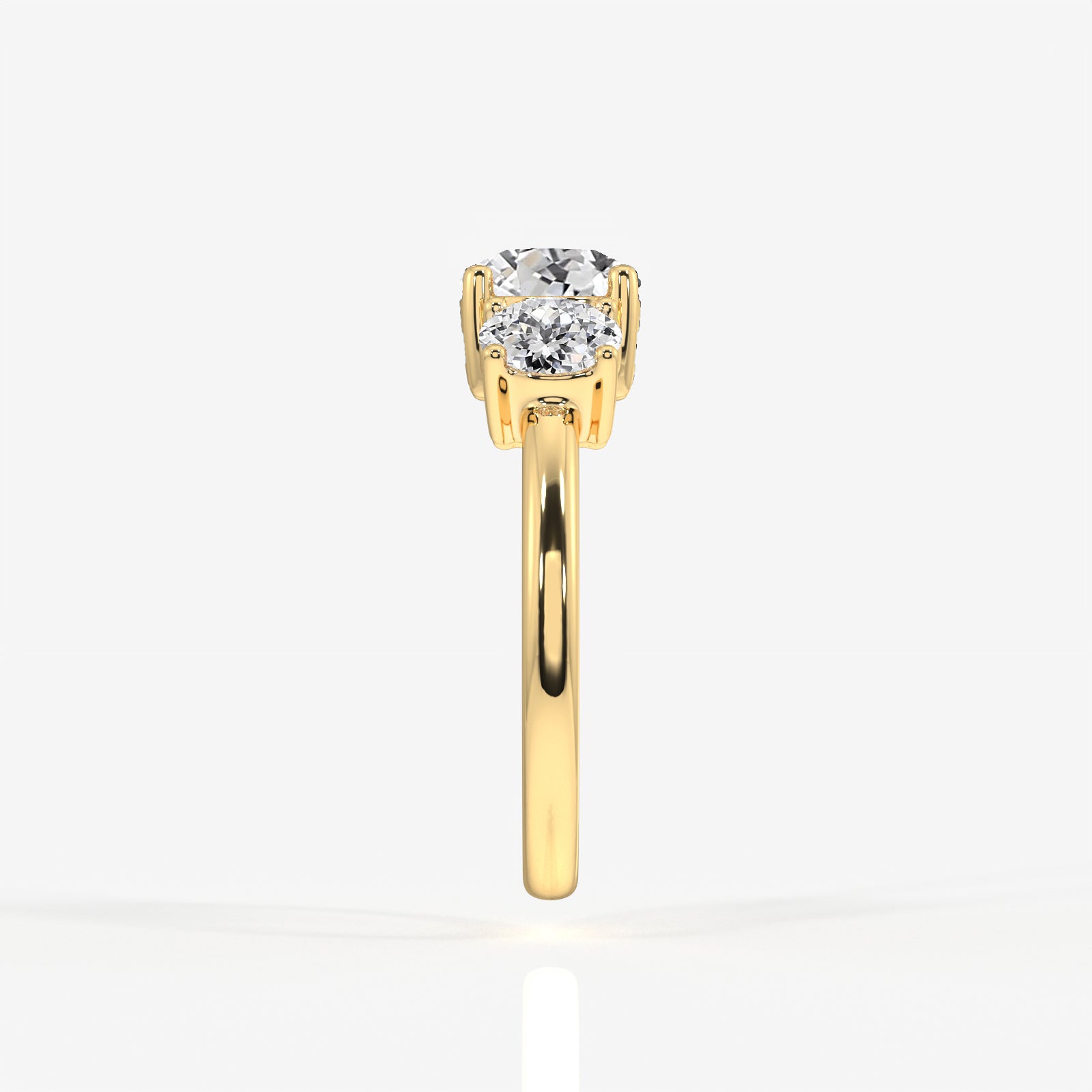 Portuguese Cut Lab Grown Diamond Trilogy 9K Gold Ring