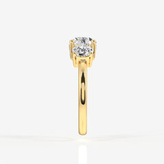 Portuguese Cut Lab Grown Diamond Three Stone 14K Gold Ring
