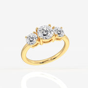 Portuguese Cut Lab Grown Diamond Trilogy 9K Gold Ring