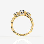 Portuguese Cut Lab Grown Diamond Trilogy 9K Gold Ring