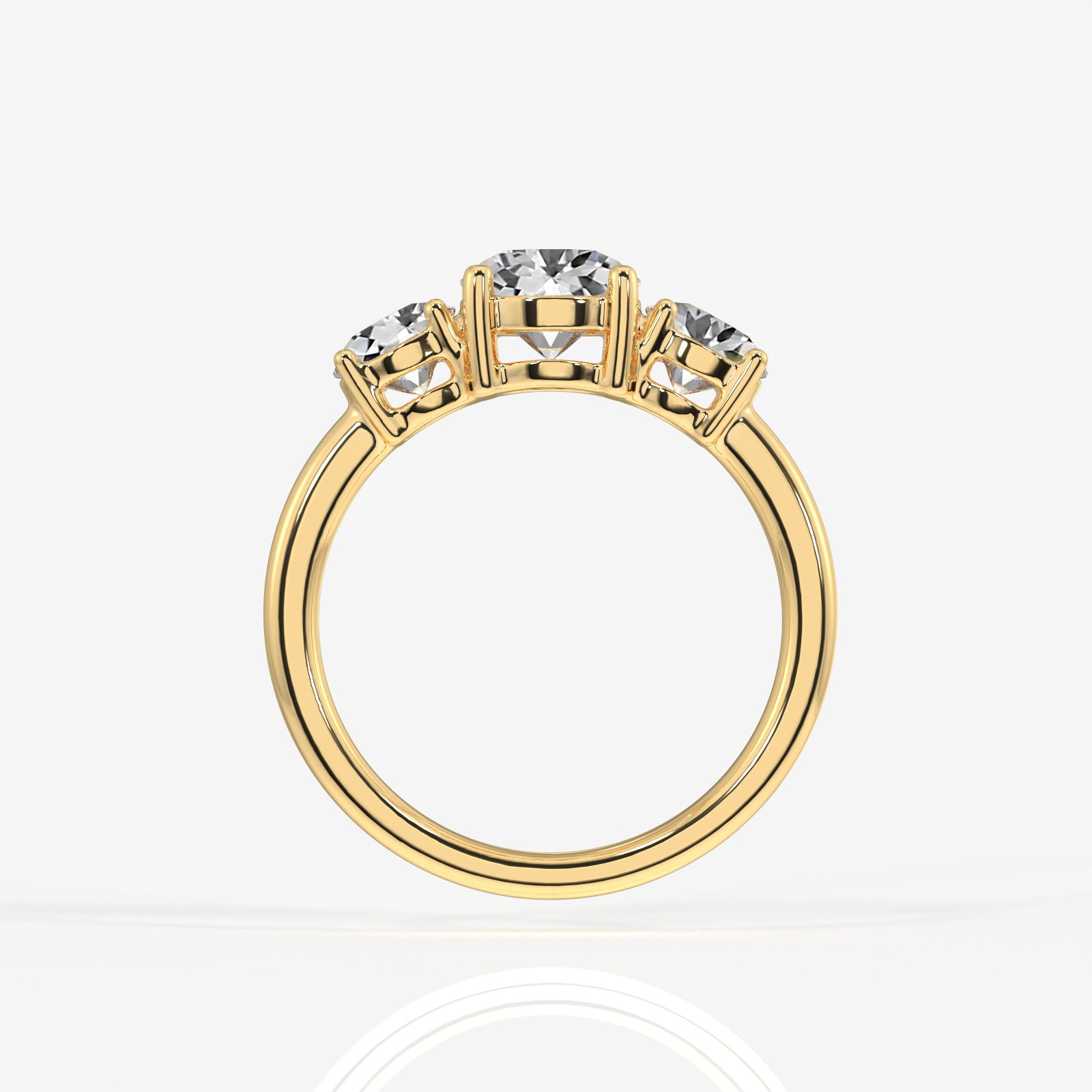 Portuguese Cut Lab Grown Diamond Trilogy 9K Gold Ring
