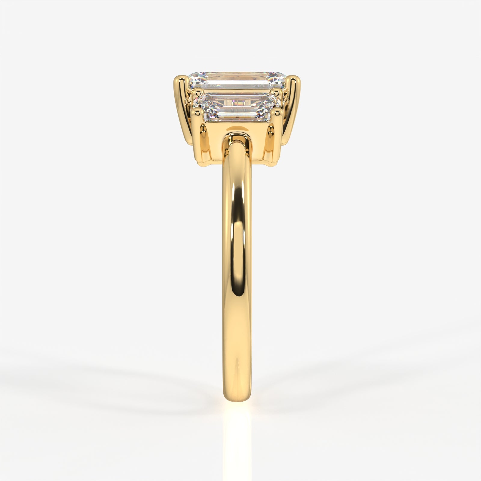 Emerald Cut Lab Grown Diamond Trilogy 9k Gold Ring