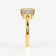 Emerald Cut Moissanite Diamond Trilogy Sterling Silver Ring