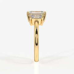 Emerald Cut Moissanite Diamond Three Stone Sterling Silver Ring