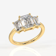 Emerald Cut Lab Grown Diamond Trilogy 9k Gold Ring