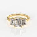 Emerald Cut Lab Grown Diamond Trilogy 9k Gold Ring