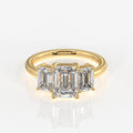 Emerald Cut Moissanite Diamond Trilogy Sterling Silver Ring