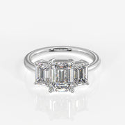 Emerald Cut Lab Grown Diamond Trilogy 9k Gold Ring