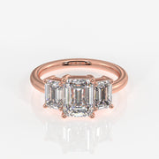Emerald Cut Lab Grown Diamond Trilogy 9k Gold Ring