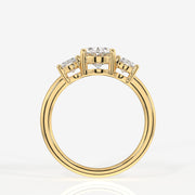 Oval Cut Moissanite Diamond Trilogy 18k Gold Ring