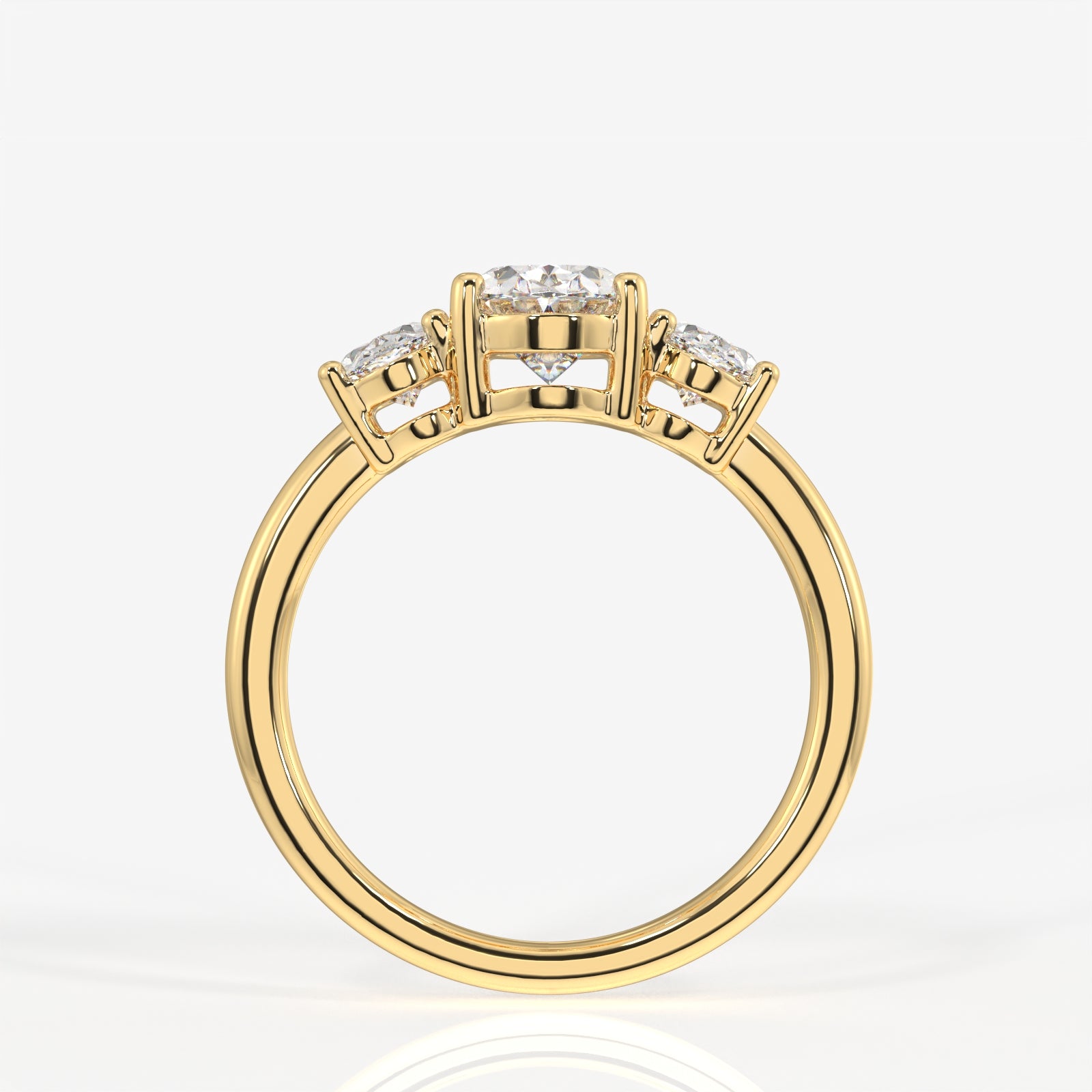 Oval Cut Moissanite Diamond Trilogy 18k Gold Ring