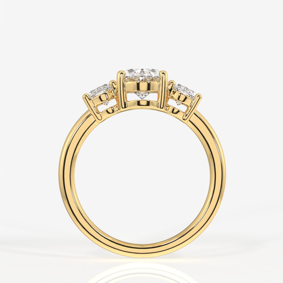 Oval Cut Moissanite Diamond Trilogy 18k Gold Ring