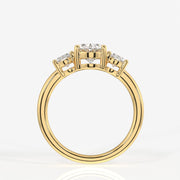 Oval Cut Moissanite Diamond Trilogy Sterling Silver Ring