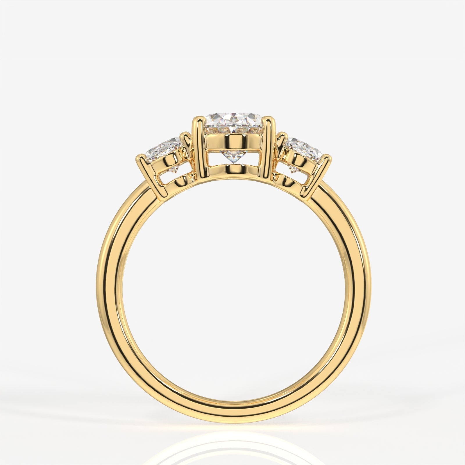 Oval Cut Moissanite Diamond Trilogy Sterling Silver Ring