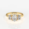 Oval Cut Moissanite Diamond Trilogy 18k Gold Ring