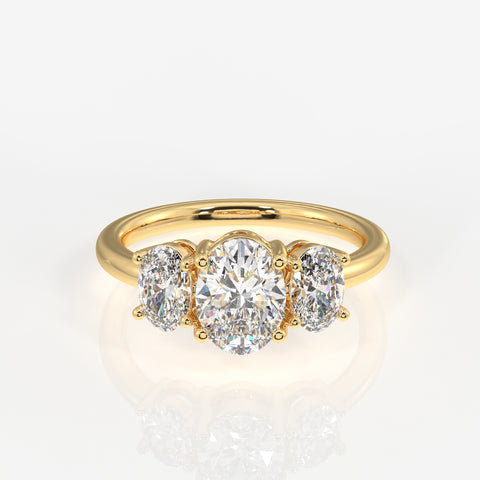 Oval Cut Lab Grown Diamond Trilogy 14k Gold Ring