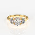 Oval Cut Moissanite Diamond Trilogy Sterling Silver Ring