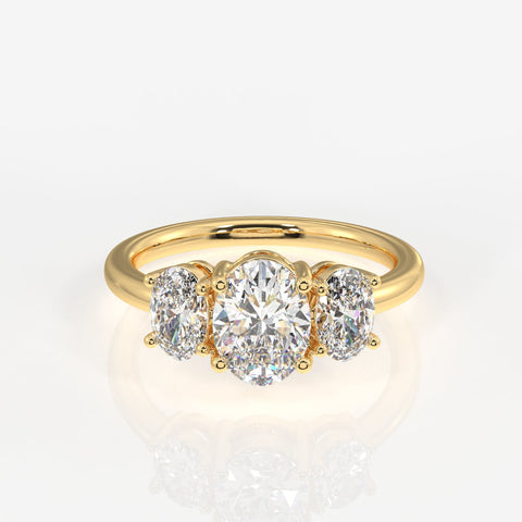 Oval Cut Moissanite Diamond Trilogy Sterling Silver Ring