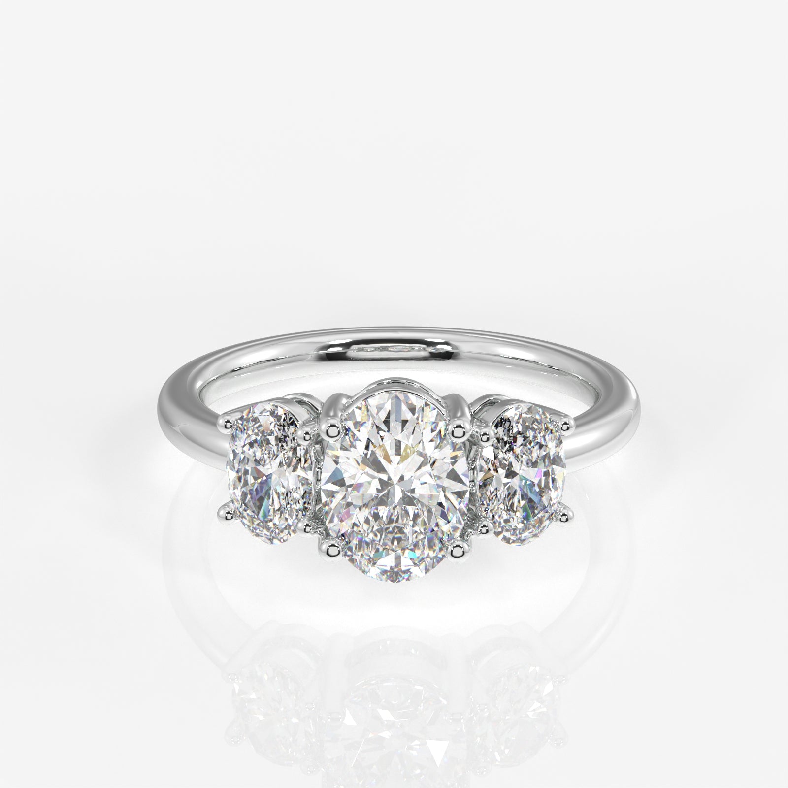 Oval Cut Moissanite Diamond Trilogy 18k Gold Ring