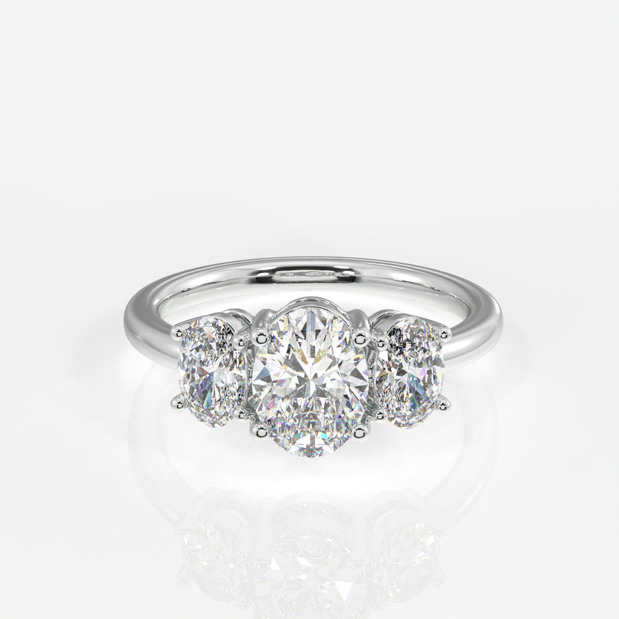 Oval Cut Moissanite Diamond Trilogy 18k Gold Ring
