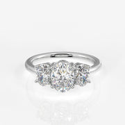 Oval Cut Moissanite Diamond Trilogy Sterling Silver Ring