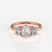 Oval Cut Moissanite Diamond Trilogy 18k Gold Ring