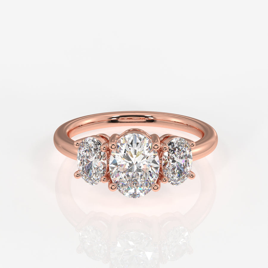 Oval Cut Moissanite Diamond Trilogy 18k Gold Ring