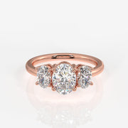 Oval Cut Moissanite Diamond Trilogy Sterling Silver Ring