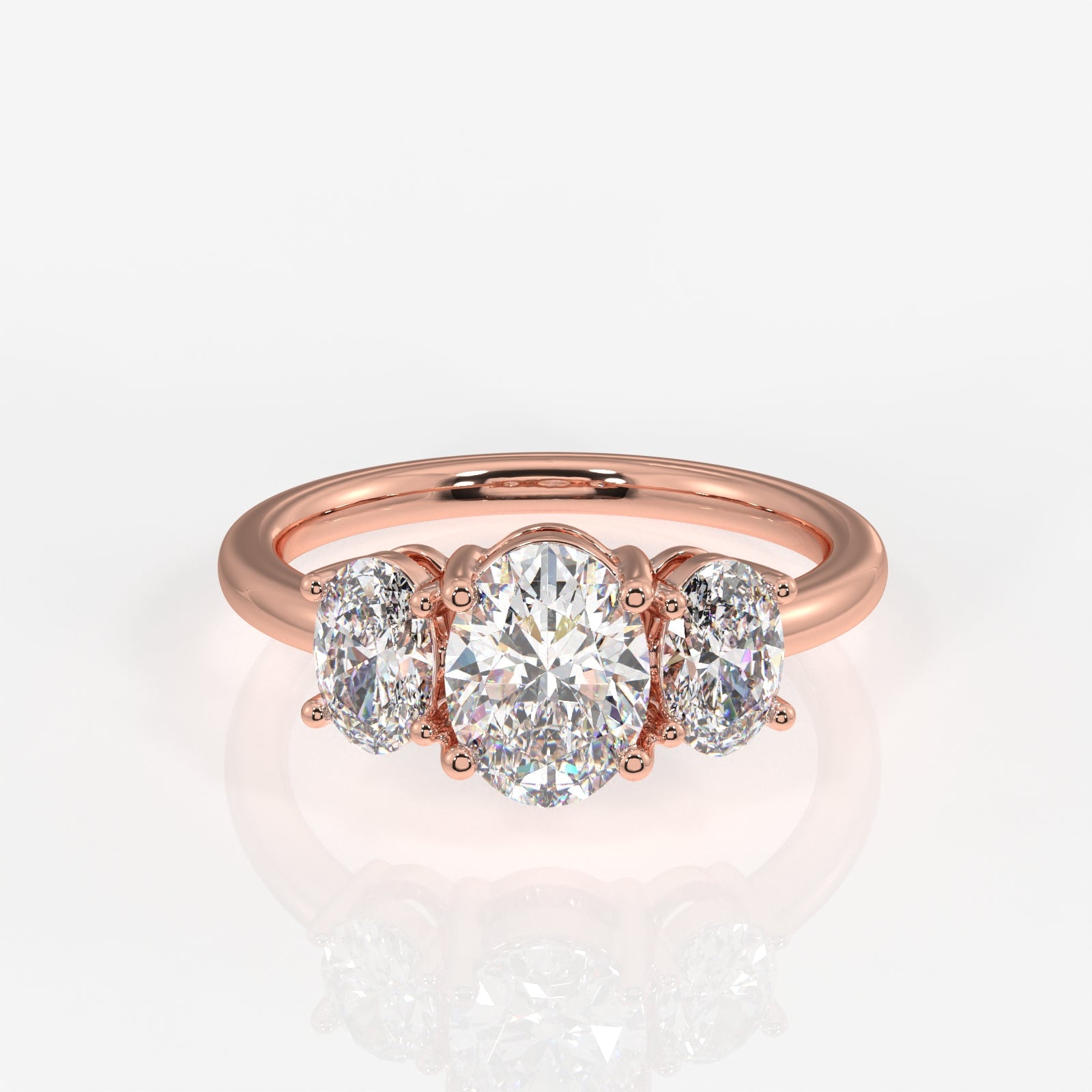Oval Cut Moissanite Diamond Trilogy Sterling Silver Ring