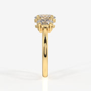 Oval Cut Moissanite Diamond Trilogy 18k Gold Ring