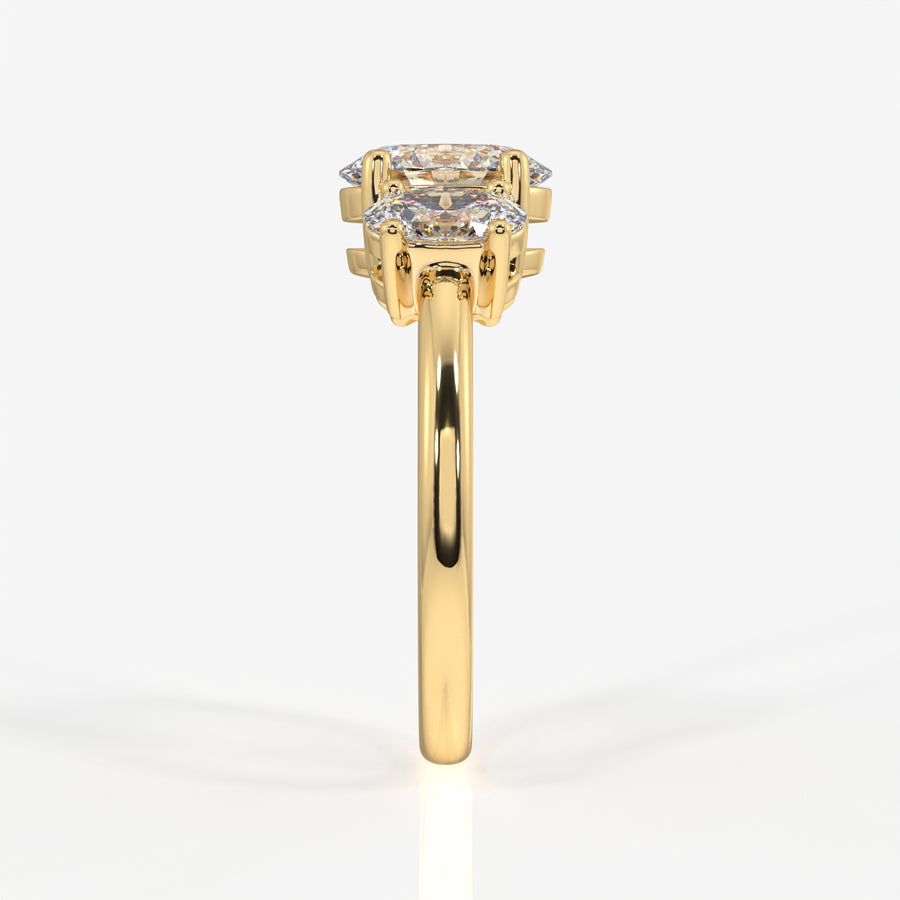 Oval Cut Moissanite Diamond Trilogy 18k Gold Ring