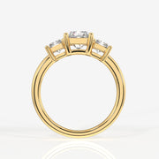 Radiant Cut Moissanite Diamond Trilogy 14k Gold Ring