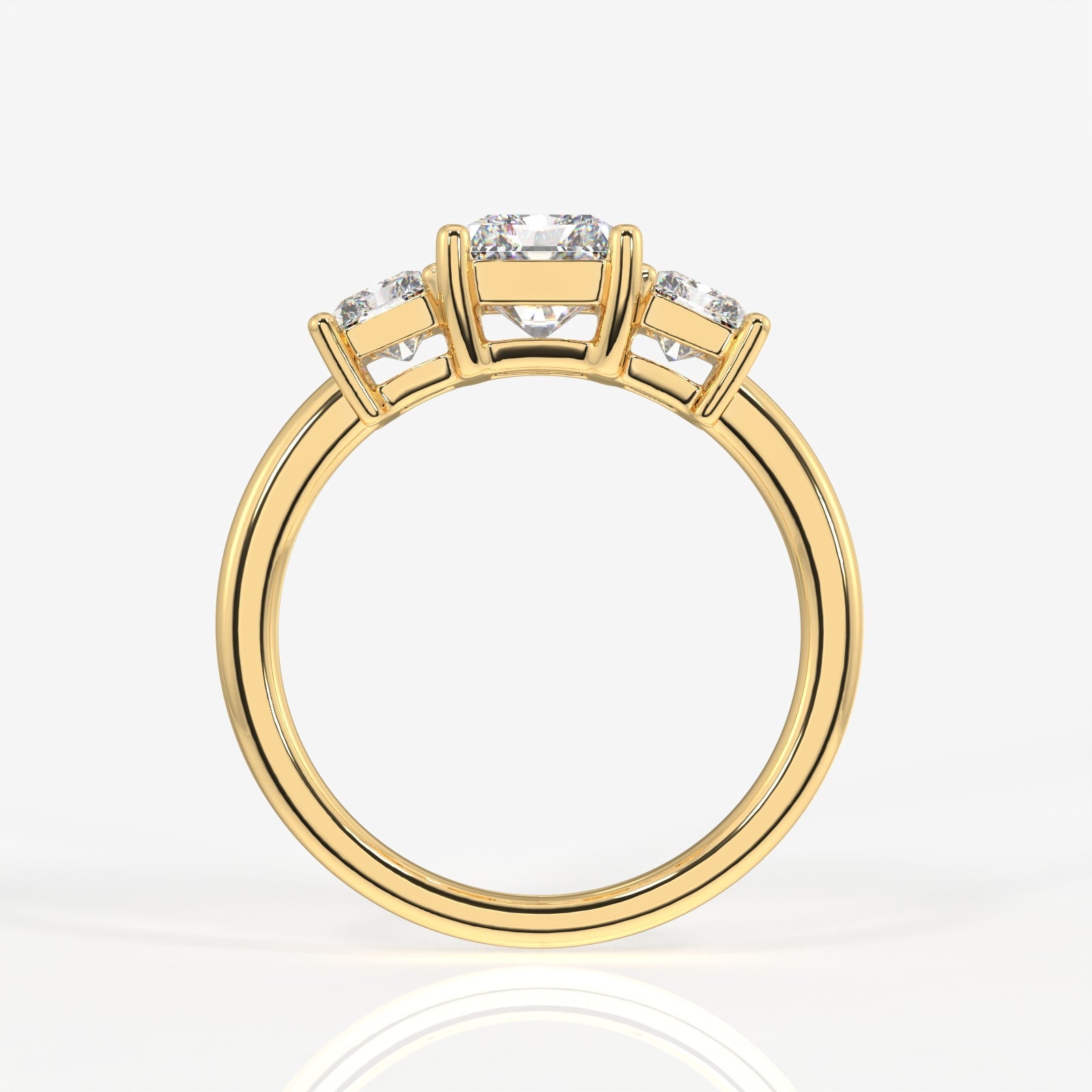 Radiant Cut Moissanite Diamond Trilogy Sterling Silver Ring