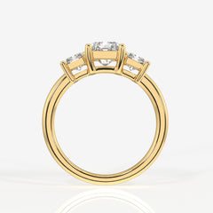 Radiant Cut Lab Grown Diamond Three Stone 14k Gold Ring