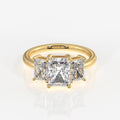 Radiant Cut Moissanite Diamond Trilogy 14k Gold Ring