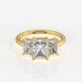 Radiant Cut Moissanite Diamond Trilogy Sterling Silver Ring