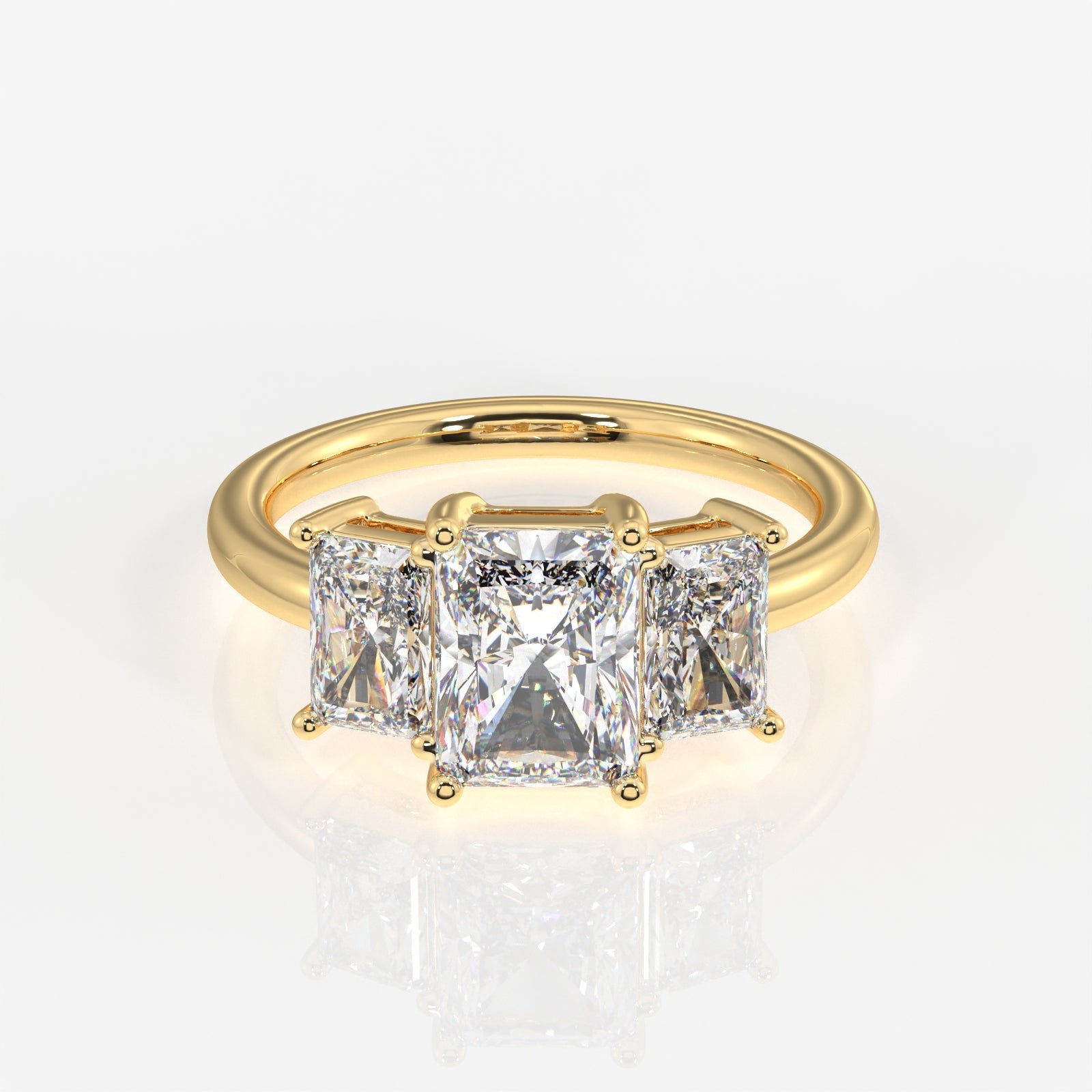 Radiant Cut Moissanite Diamond Trilogy Sterling Silver Ring