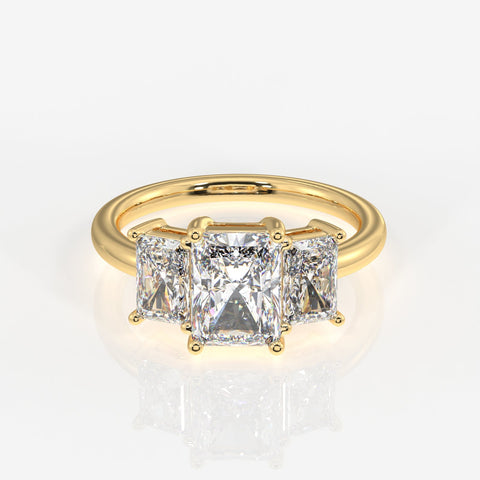 Radiant Cut Moissanite Diamond Trilogy Sterling Silver Ring