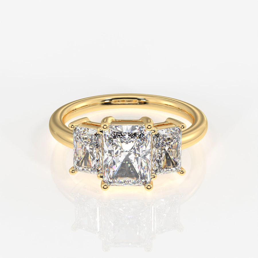 Radiant Cut Moissanite Diamond Trilogy Sterling Silver Ring