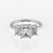 Radiant Cut Moissanite Diamond Trilogy 14k Gold Ring