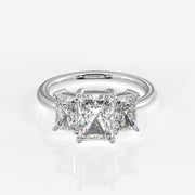 Radiant Cut Moissanite Diamond Trilogy Sterling Silver Ring