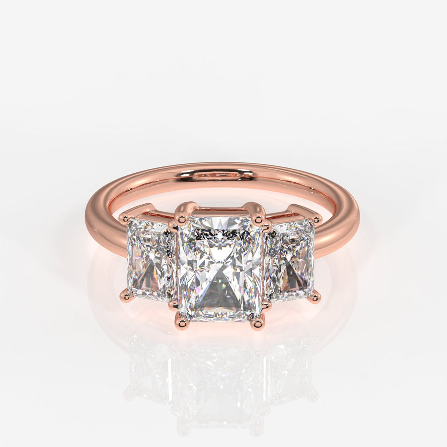 Radiant Cut Moissanite Diamond Trilogy Sterling Silver Ring